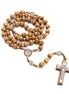 Wooden rosary with st benedict and Jesus crucifix
