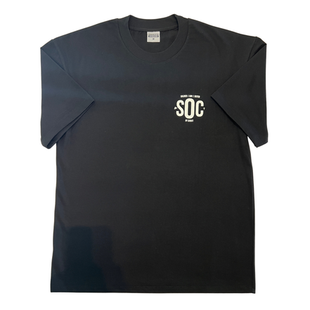 Black t-shirt with soldier of christ logo