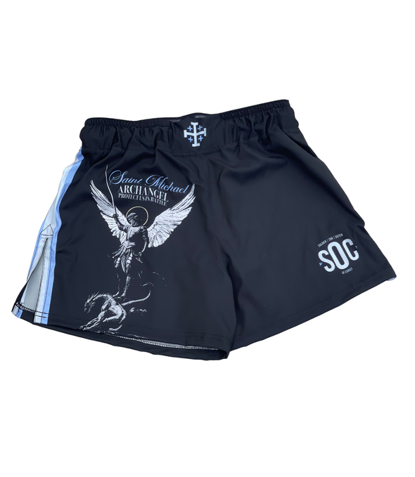 Saint Michael MMA hybrid shorts with Psalm 144